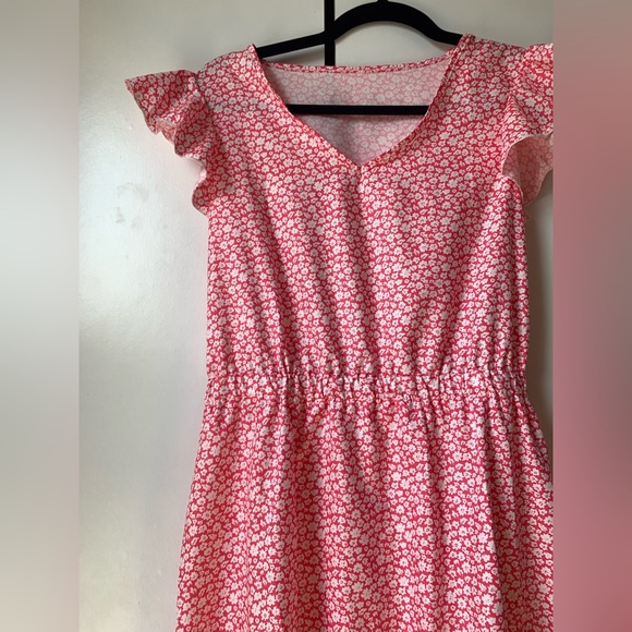 Bnwot tags pink & white floral tiered maxi dress size small - Picture 2 of 5